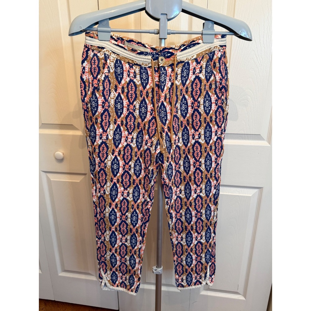 Pilcro and the Letterpress Pants Womens Size 27 Boho Print Cropped Elastic Waist